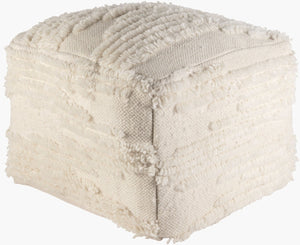 Livabliss Apache Handcrafted Wool Top Geometric Pouf Bohemian Global Accent for Living Rooms APPF006-202014