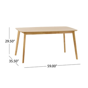 English Elm Christopher Knight Home® - DINING Mid-Century Solid Wood & Faux Wood Top Table with Rubberwood Legs, Sleek Rounded Edge Design Natural 58907.00OAK