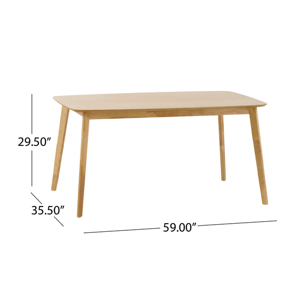 English Elm Christopher Knight Home® - DINING Mid-Century Solid Wood & Faux Wood Top Table with Rubberwood Legs, Sleek Rounded Edge Design Natural 58907.00OAK