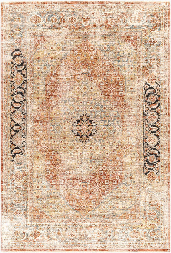 Livabliss Aspendos Medallion Area Rug Polyester Low Pile Traditional Fringe for Large Living Rooms Rust, Burgandy 10' x 13'11" APS2302-1014