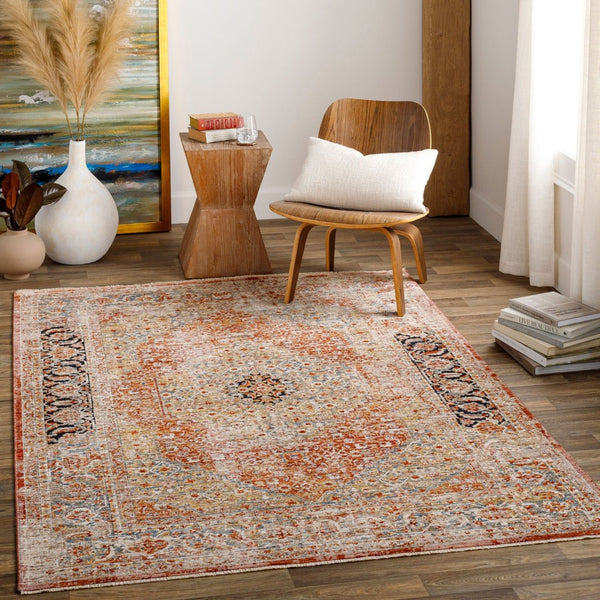 Livabliss Aspendos Medallion Area Rug Polyester Low Pile Traditional Fringe for Large Living Rooms Rust, Burgandy 10' x 13'11" APS2302-1014
