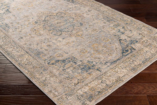 Livabliss Aspendos Traditional Medallion Fringe Area Rug Low Pile Polyester Living Room Accent APS2303-1215