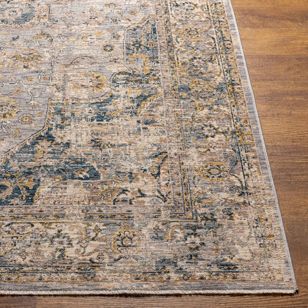 Livabliss Aspendos Traditional Medallion Fringe Area Rug Low Pile Polyester Living Room Accent APS2303-1215