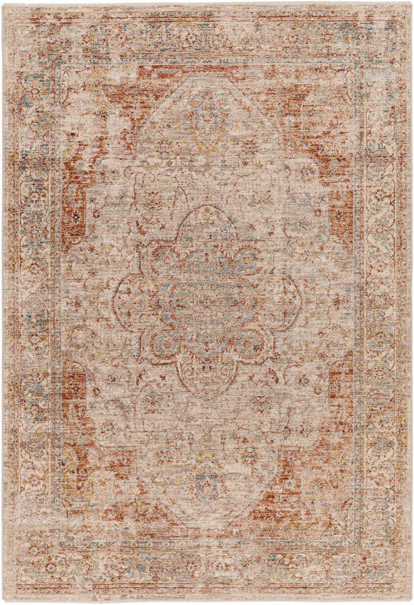 Aspendos APS-2305 12' x 15' Machine Woven Rug APS2305-1215  Light Gray, Rust, Medium Gray, Denim, Ice Blue, Cream Surya