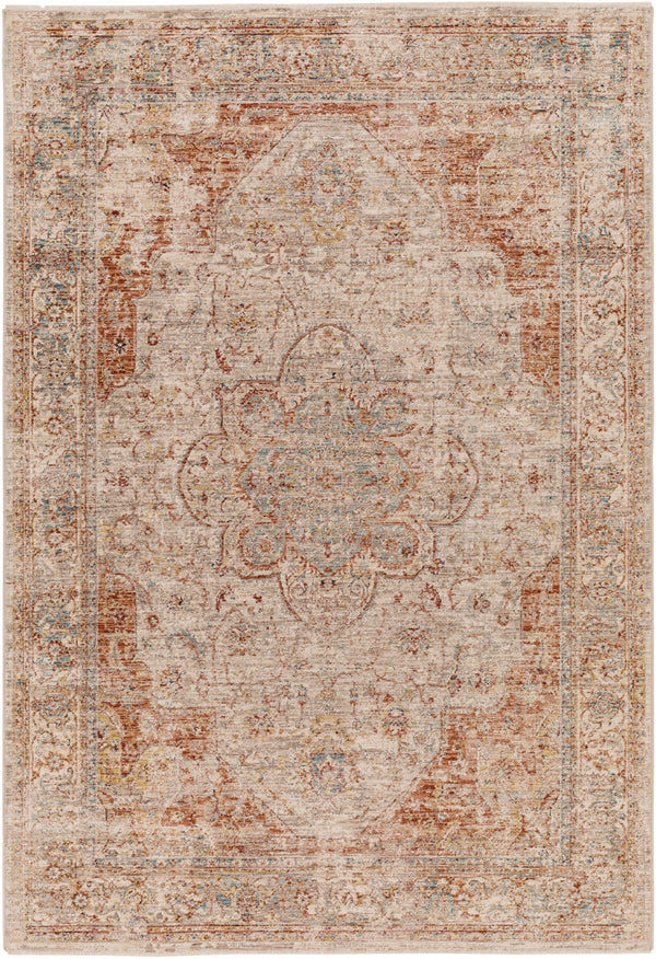 Aspendos APS-2305 12' x 15' Machine Woven Rug APS2305-1215  Light Gray, Rust, Medium Gray, Denim, Ice Blue, Cream Surya