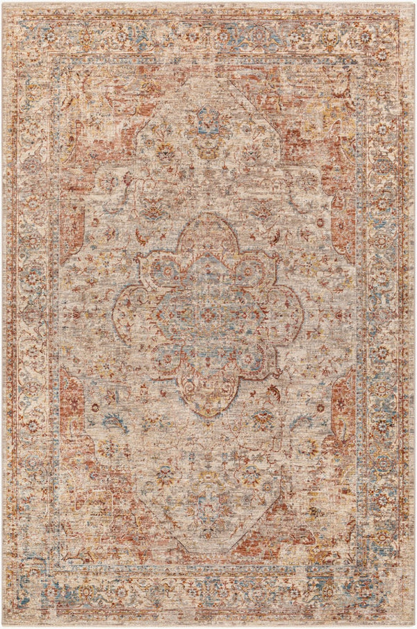 Livabliss Aspendos Machine Woven Polyester Area Rug Turkish Traditional Pattern for Living Rooms Light Gray, Rus 6'7" x 9'6" APS2305-6796
