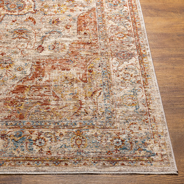 Aspendos APS-2305 12' x 15' Machine Woven Rug APS2305-1215  Light Gray, Rust, Medium Gray, Denim, Ice Blue, Cream Surya