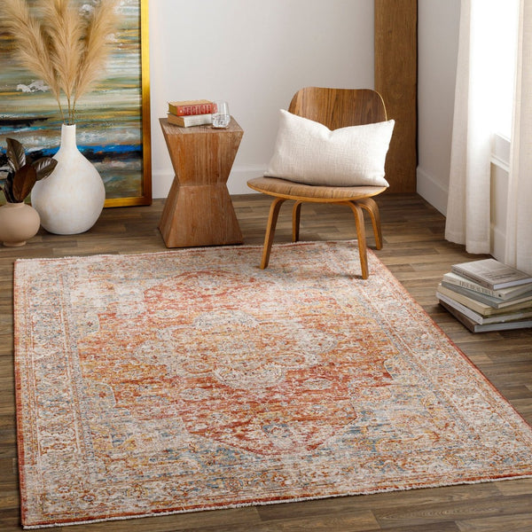 Livabliss Aspendos Machine Woven Polyester Area Rug Traditional Turkish Pattern Low Pile Living Room Rust, Medium Gr 12' x 15' APS2306-1215