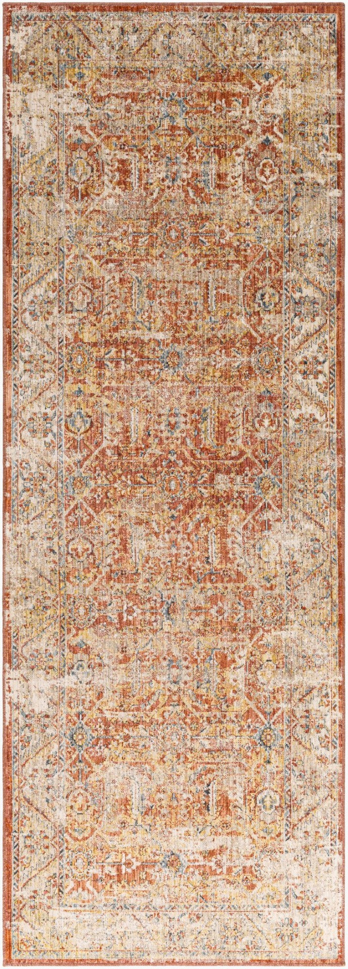 Livabliss Aspendos Traditional Polyester Area Rug Turkish Woven Low Pile Formal Living Room Rust, Burgandy 2'7" x 7'3" APS2312-2773