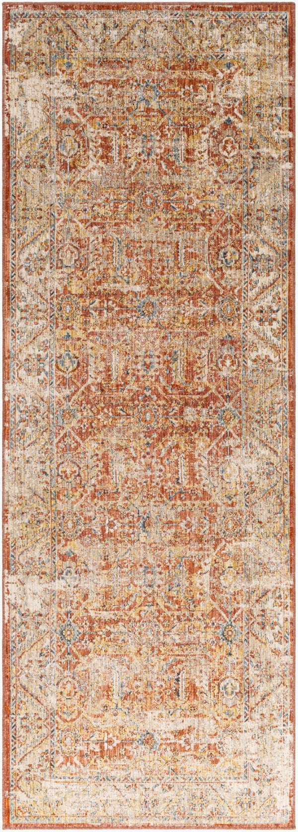 Livabliss Aspendos Traditional Polyester Area Rug Turkish Woven Low Pile Formal Living Room Rust, Burgandy 2'7" x 7'3" APS2312-2773
