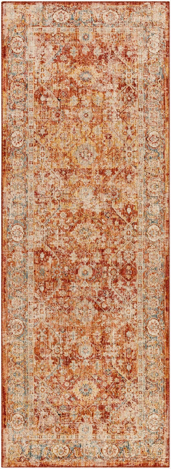 Livabliss Aspendos Geometric Runner Rug Turkish Woven Polyester Low Pile Hallway Accent Burgandy, Rust 2'7" x 10' APS2316-2710