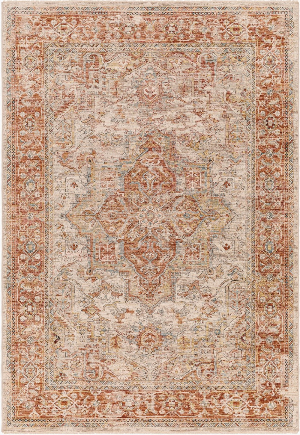 Livabliss Aspendos Vintage Traditional Fringe Area Rug Low Pile Polyester for Entryway or Kitchen APS2320-274