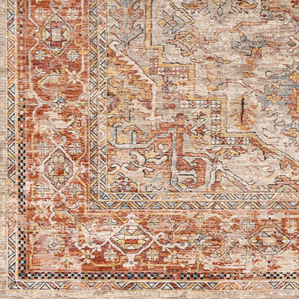 Aspendos APS-2320 10' x 13'11" Machine Woven Rug APS2320-1014  Rust, Teal, Mustard, Black, Medium Gray, Charcoal Surya