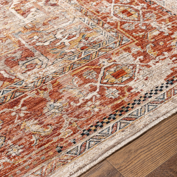 Aspendos APS-2320 10' x 13'11" Machine Woven Rug APS2320-1014  Rust, Teal, Mustard, Black, Medium Gray, Charcoal Surya