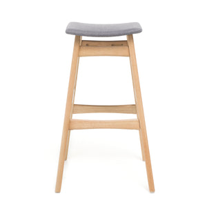 English Elm Christopher Knight Home® - Bar Stool - Mid-Century Modern Dark Grey Upholstered Seat With Stylish Wood Legs For Comfort & Elegance 58922.00OAK
