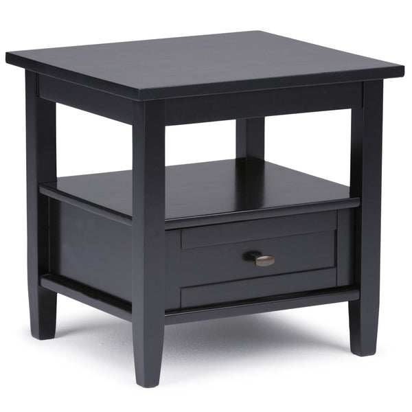 English Elm Warm Shaker Solid Wood 20” Wide End Table In Elegant Black Finish - Stylish Storage & Versatile Design B136P159701-GIGA