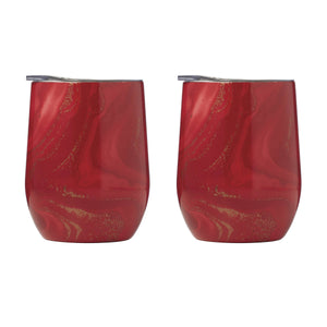 Lenox Cambridge 12 Oz Red Geo Insulated Wine Tumblers, Set of 2 NO COLOR METAL E9514RDCB2DS