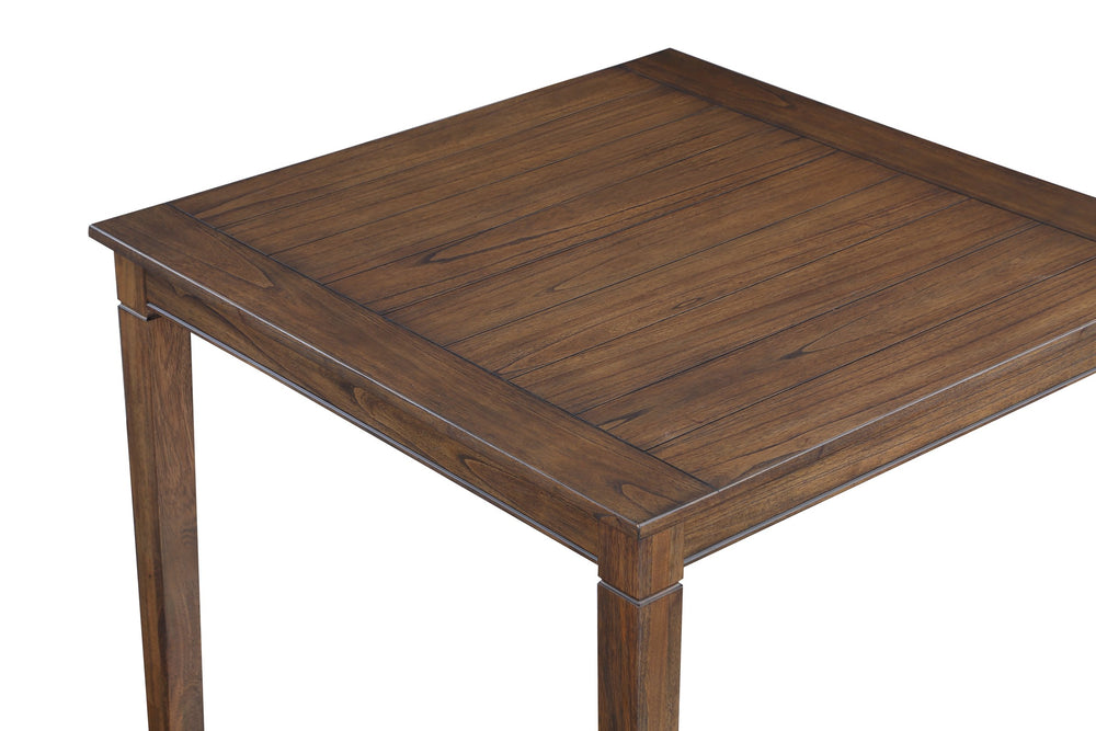 English Elm Steve Silver - Compact Farmhouse 5-Pack Counter Dining Set Chestnut – Plank-Effect Top, Shaped Stools, Space-Saving Design, Durable Ash Veneer Finish B081111834