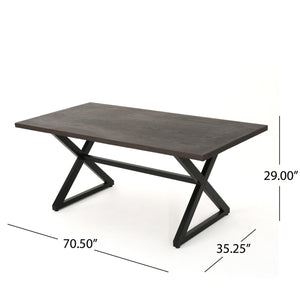 English Elm Rolando Outdoor Aluminum Dining Table with X-brace Steel Frame for Patio Gatherings 61625.00TBRN