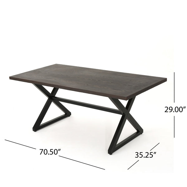 English Elm Rolando Outdoor Aluminum Dining Table with X-brace Steel Frame for Patio Gatherings 61625.00TBRN