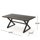 Christopher Knight Home® - Noble House - Rolando Outdoor Brown Aluminum Dining Table With Black Steel Frame