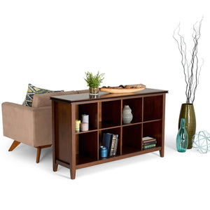 English Elm Artisan 8 Cube Storage Sofa Table – Elegant Russet Brown Wood Design For Versatile Home Organization B136P159472