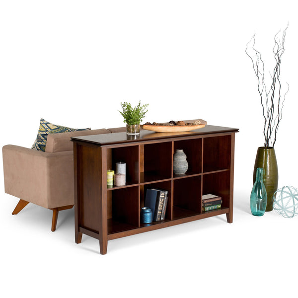 English Elm Artisan 8 Cube Storage Sofa Table – Elegant Russet Brown Wood Design For Versatile Home Organization B136P159472