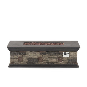 English Elm Rectangle Mgo Propane Fire Pit Faux Stone Finish 50000 Btu Outdoor Patio Centerpiece 63692.00-50K