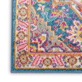 Nourison Passion PSN20 Machine Made Power-loomed Floral Border Indoor Only Bohemian  Rug Teal Multicolor, Teal Multicolor 100% Polypropylene 99446486509