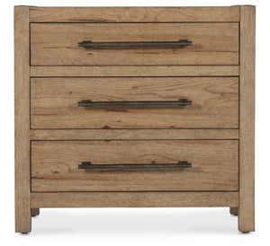 Hooker Furniture Vineyard Pecky Hickory Three-Drawer Nightstand In Sonoma Finish With Felt-Lined Top Drawer & Hammered Pulls 6952-90116-80