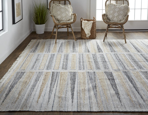 Feizy Rugs Beckett Hand Woven Eco-friendly Geometric Rug In Inky Gray And Beige - Stylish & Durable Design Tan,Gray,Taupe Pet 8900817fgrybgec50