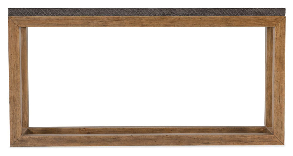 Hooker Furniture Big Sky Sofa Table With Charcoal Crosshatched Top & Vintage Natural Base, Rustic Handcrafted Console 6700-80151-99