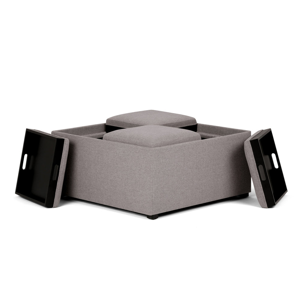 English Elm Avalon - Versatile Square Coffee Table Ottoman With Storage In Cloud Grey Linen For Modern Homes B136P159746