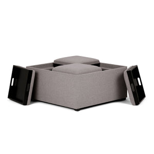 English Elm Avalon - Versatile Square Coffee Table Ottoman With Storage In Cloud Grey Linen For Modern Homes B136P159746