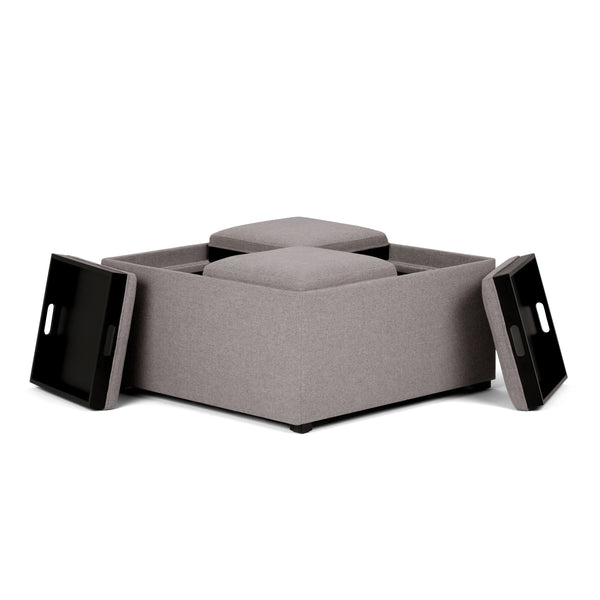 English Elm Avalon - Versatile Square Coffee Table Ottoman With Storage In Cloud Grey Linen For Modern Homes B136P159746