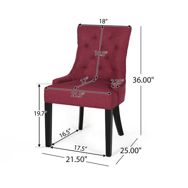 English Elm Christopher Knight Home® - Cheney Dining Chair Set Of 2 - Elegant Red Upholstered Tufted Chairs For Modern Dining Spaces 54181.00FDRED