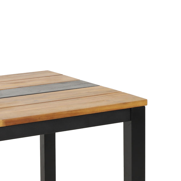 English Elm Lindsey Acacia Wood and Steel Dining Table Seats Six with Slatted Industrial Design 71985.00