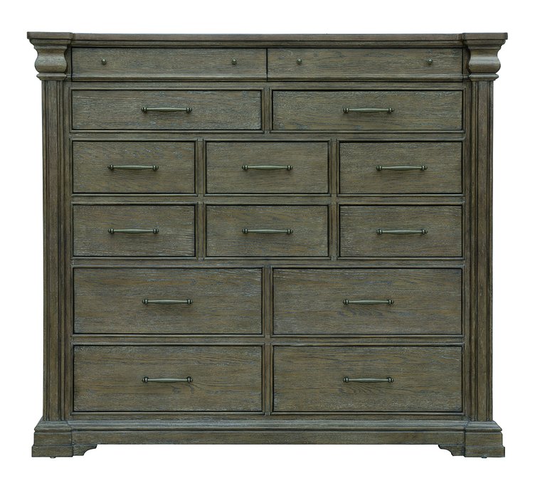 Pulaski Furniture Madison 14 Drawer Master Chest - Elegant Brown Oak Storage With Dovetail Drawers & Cedar Lining Brown Flat,Cut White Oak Wood Veneers P413127-pulaski