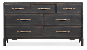 Hooker Furniture Americana Dresser With Cedar-Lined Drawers, Felt Jewelry Tray, Antique-Bronze Hardware, Vintage Charm Blacks 7050-90002-89