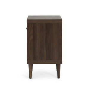 English Elm 1-drawer Nightstand with Splayed Rubberwood Legs and Open Shelf Mid-century Bedroom 72036.00