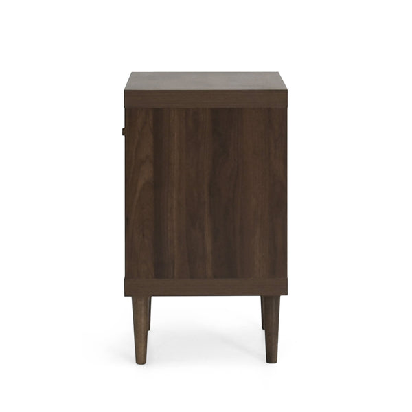 English Elm 1-drawer Nightstand with Splayed Rubberwood Legs and Open Shelf Mid-century Bedroom 72036.00