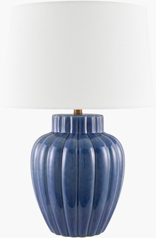 Surya Aquilina Industrial Linen Shade Table Lamp with Metal Accents for Bedroom or Loft AQLN-001