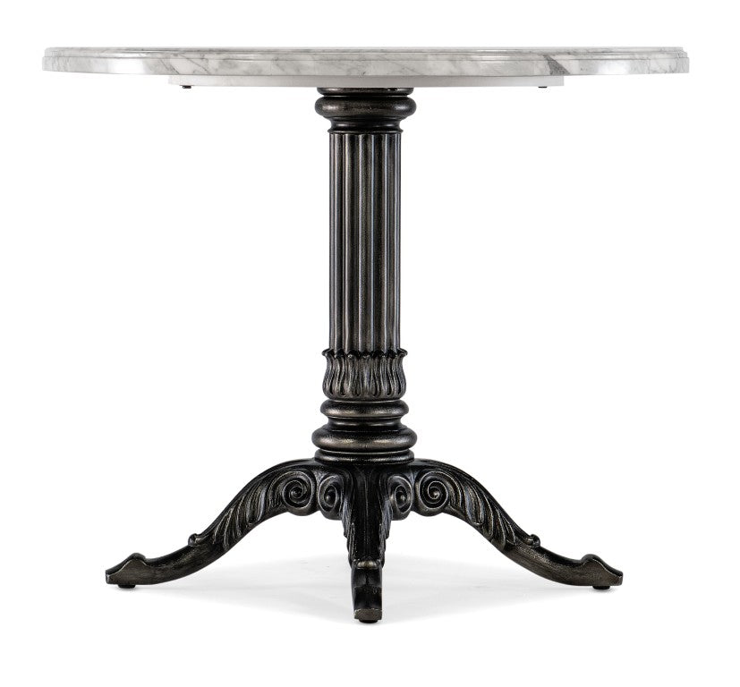 Hooker Furniture Charleston Round Bistro Table With Veneered Carrara Stone Top & Carved Pedestal — Distressed Elegance 6750-75202-95