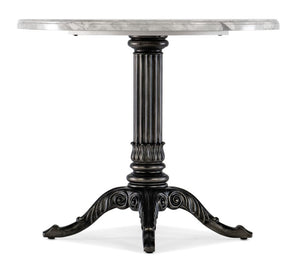 Hooker Furniture Charleston Round Bistro Table With Veneered Carrara Stone Top & Carved Pedestal — Distressed Elegance 6750-75202-95