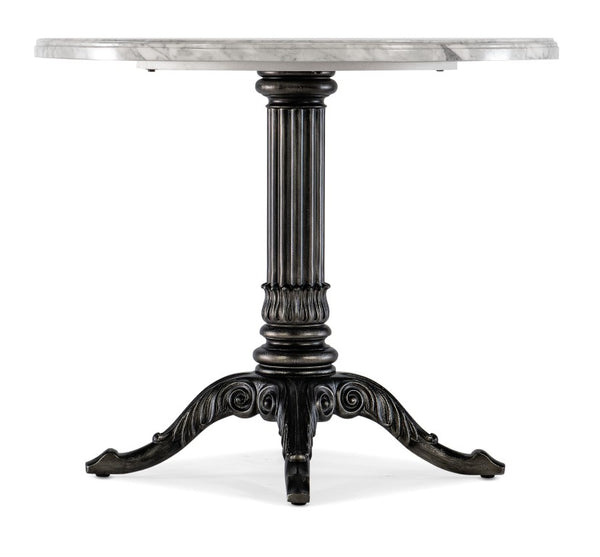 Hooker Furniture Charleston Round Bistro Table With Veneered Carrara Stone Top & Carved Pedestal — Distressed Elegance 6750-75202-95