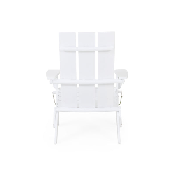 English Elm Zuma Solid Acacia Foldable Adirondack Chair Rustic Outdoor Lounger for Deck or Patio White 68319.00WHI