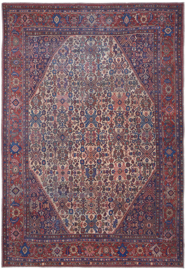 Feizy Rugs Rln39hjf Rawlins Vintage-inspired Polyester Medallion Rug – Antique Charm With Intricate Patterns & Warm Hues Red,Tan,Blue Polyester Rln39hjfbgeredh20