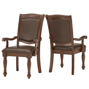 Homelegance By Top-Line Jacklin Brown Faux Leather Dining Chairs (Set of 2) Red Rubberwood