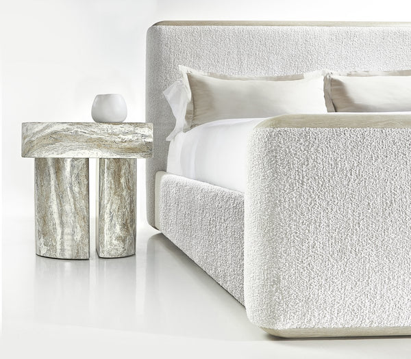 Bernhardt Bernhardt Arcadia Nightstand In Kalta Faux Stone Finish — Sculptural Totemic Base, Soft-Close Drawer, Adjustable Glides (29"H) 334230