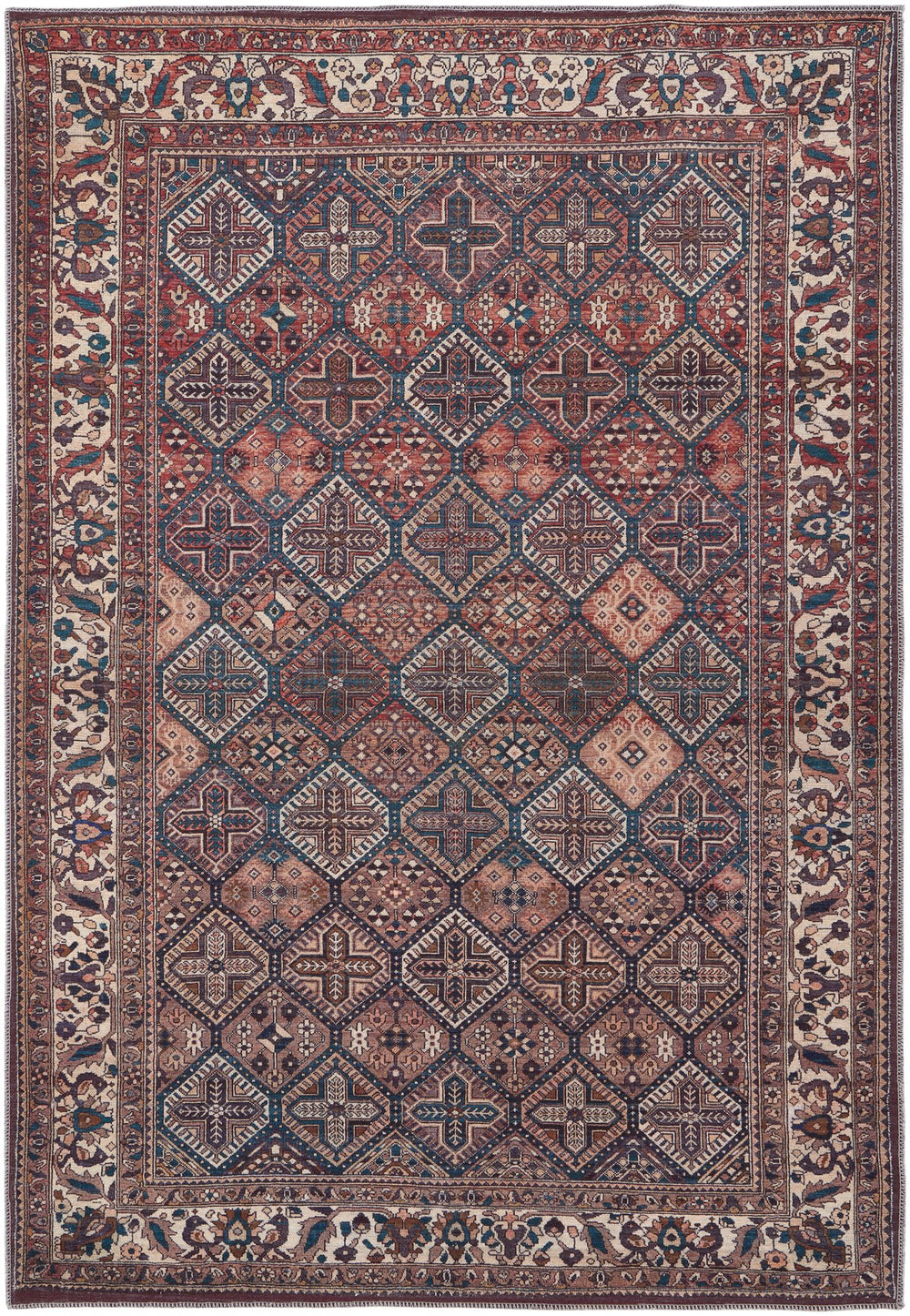 Feizy Rugs Rawlins Vintage-inspired Machine Made Polyester Oriental Rug - Antique Design For Modern Spaces Brown,Red,Ivory Polyester Rln39hkftanmltg21